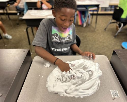  Student in Mrs. Flemon’s class practiced making inflected endings in shaving cream!