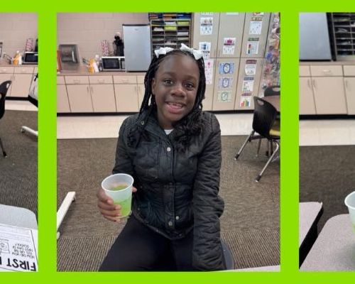  Student holding her jitter juice