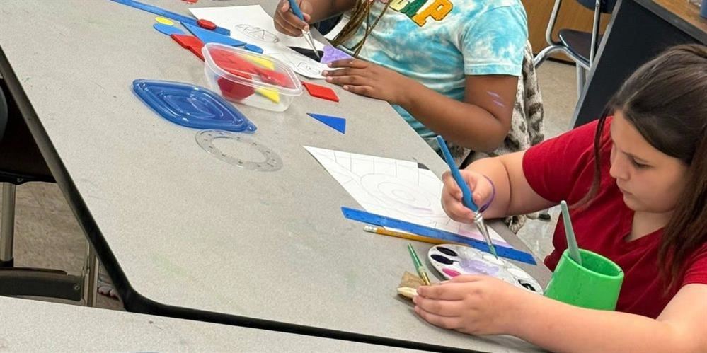  Student working on her artwork