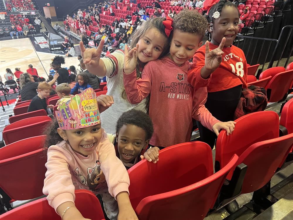  Group of students in asu basketball game