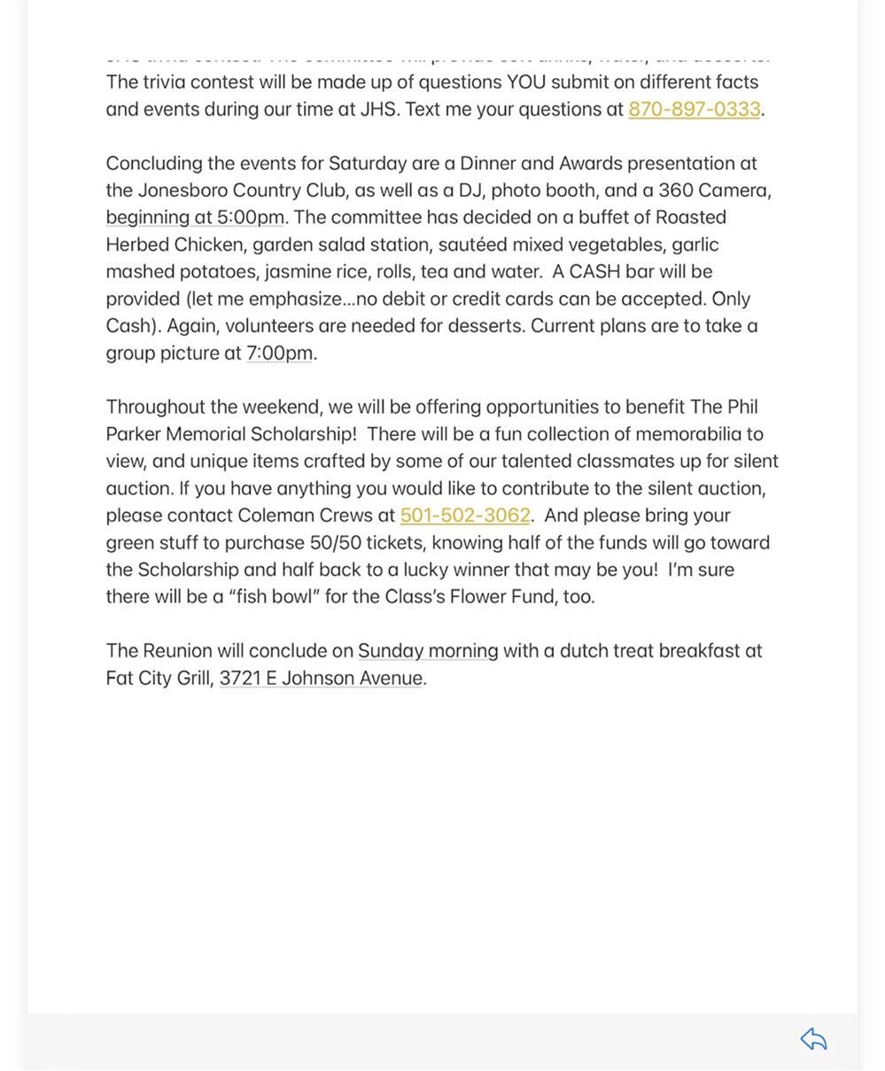 1973 reunion info, page 2