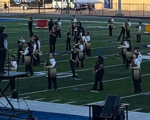 Portion of marching band on field