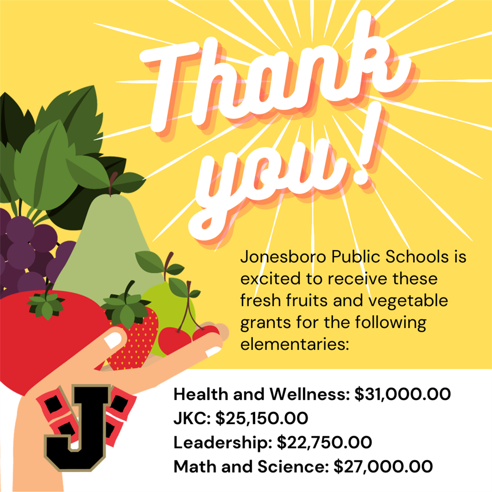  hand holding fruits and vegetables with info on elementary grants